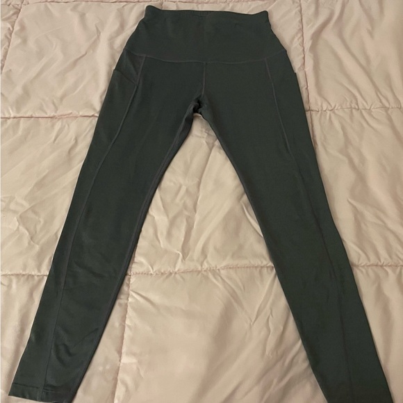 Sports Wear gray high waist full length two side pockets leggings S athletic - Picture 5 of 12